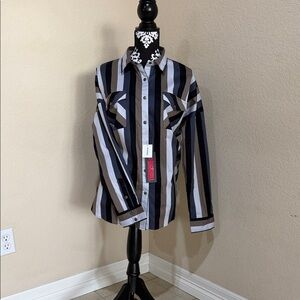 Stylish Striped Women’s Cowgirl long sleeve - Black, Gray, White